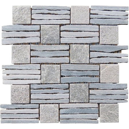 Intrend Tile Quartzite Basketweave Interlocked Mosaic Green LS019G
